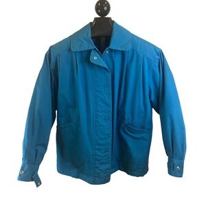 Vintage Towne by London Fog Teal Blue Zip Front Quilted Lined Jacket Mens Medium